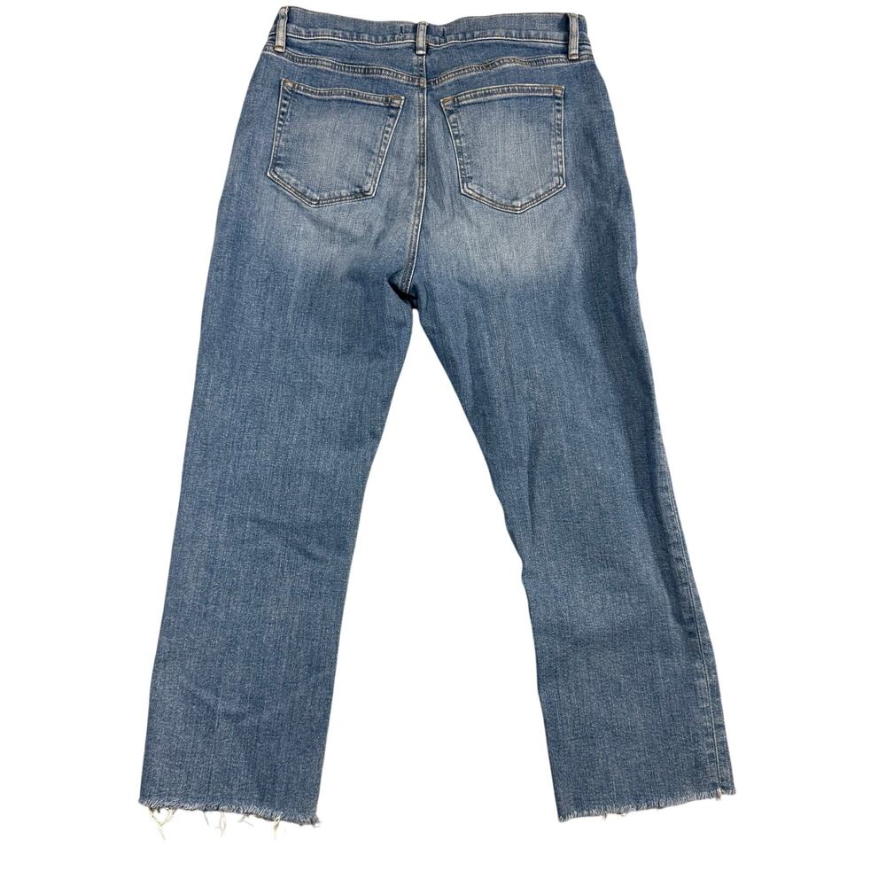 LOFT The Straight Crop Jeans Women's Medium Wash Raw Hem Cropped Denim - Size 6 - Picture 5 of 9